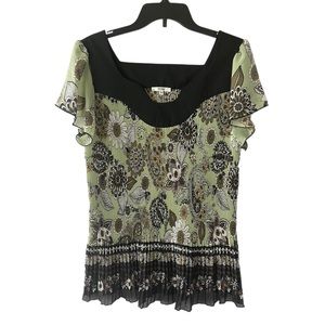 Nicola Pleated Blouse Beautiful Floral Print Women’s Size XL